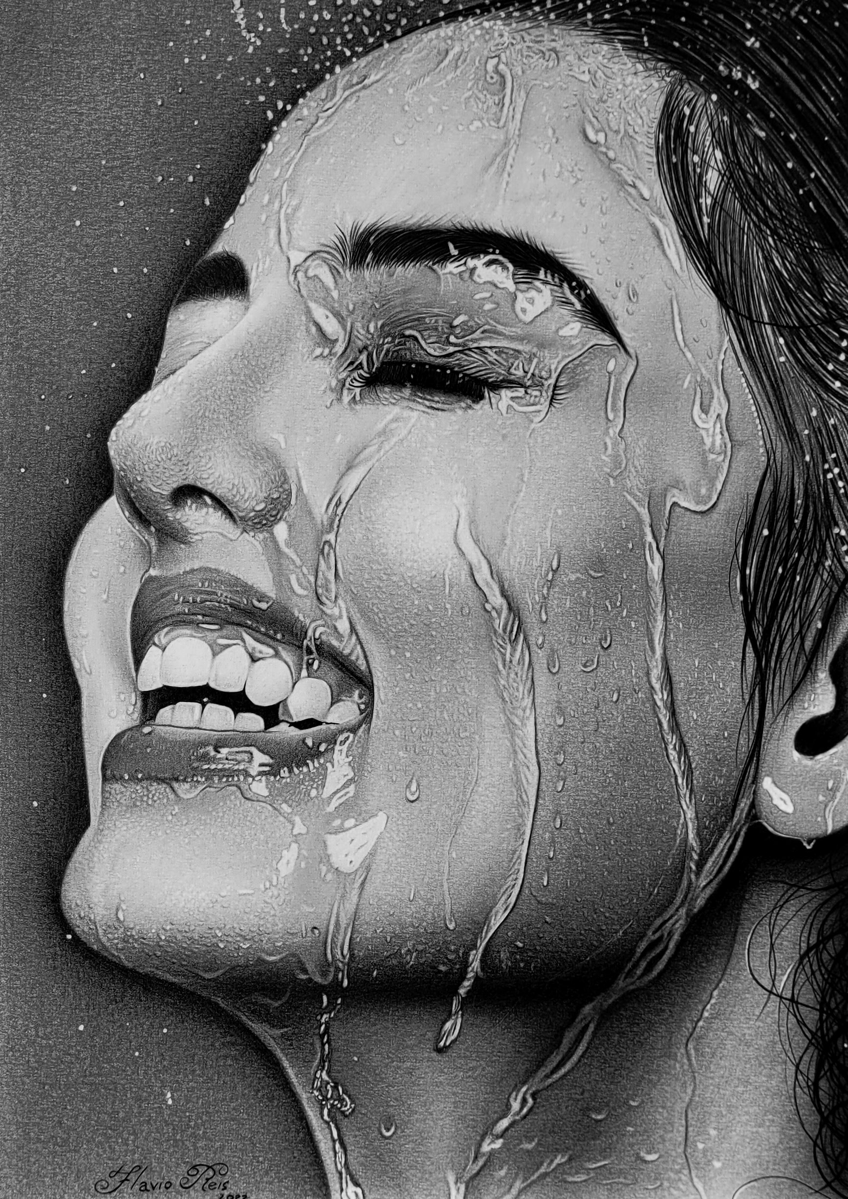 Desenho realista de rosto humano